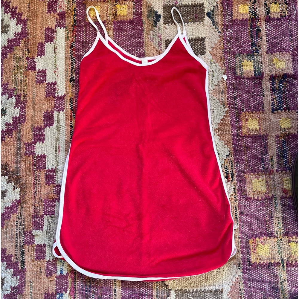 Red terry cloth dress/swimsuit coverup from America Apparel size XS